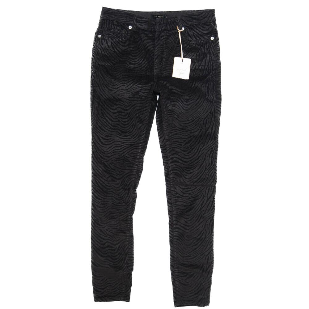 Ted Baker Black The Classic Skinny Zebra Printed Cord Pants Size 27